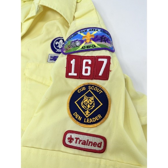 Official BSA Boy Scout Adult Shirt Size 42 Yellow some Patches still on… - Picture 4 of 11